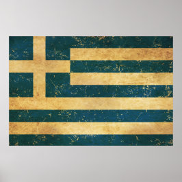 Griekenland Flag Grunge Design Poster