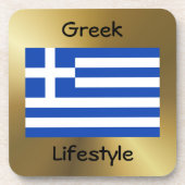 Griekenland Flag+Text Onderzetter (Voorkant)
