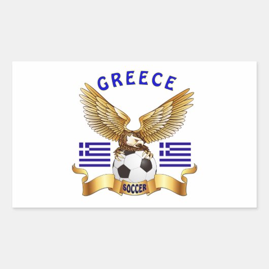 Griekenland Football Design Rechthoekige Sticker (Voorkant)