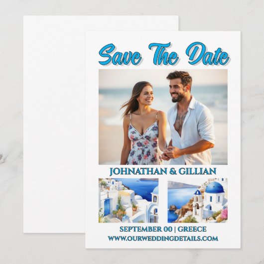Griekenland foto save the date Griekse uitje bruil (Voorkant / Achterkant)