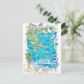Griekenland geïllustreerde reiskaart in de Middell Briefkaart (Staand voorkant)