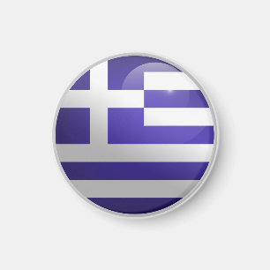 Griekenland Glanzende Cirkel Vlag Magneet