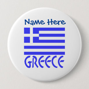 Griekenland Griekse Vlag Blauw Personalisatie  Ronde Button 4,0 Cm