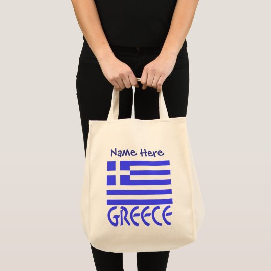 Griekenland Griekse vlag Blauwe Personalisatie Tote Bag (Voorkant (product))