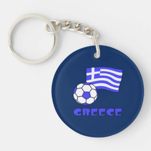 Griekenland Griekse vlag met voetbal blauwe achter Sleutelhanger
