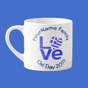 Griekenland Hart Vlag Blauw LIEFDE Gepersonaliseer Espresso Kop