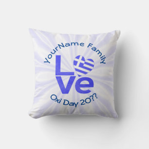 Griekenland Hart Vlag Blauw LIEFDE Gepersonaliseer Kussen