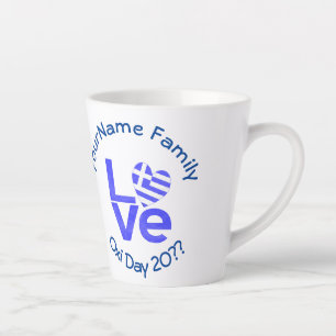 Griekenland Hart Vlag Blauw LIEFDE Gepersonaliseer Latte Mok