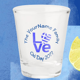 Griekenland Hart Vlag Blauw LIEFDE Gepersonaliseer Shot Glas