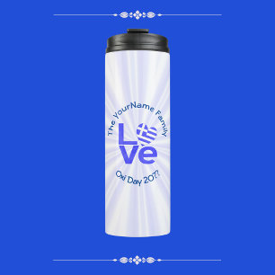 Griekenland Hart Vlag Blauw LIEFDE Gepersonaliseer Thermosbeker