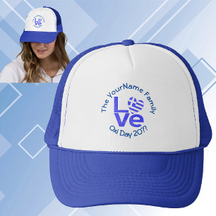 Griekenland Hart Vlag Blauw LIEFDE Gepersonaliseer Trucker Pet