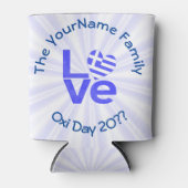 Griekenland Hart Vlag Blauwe LIEFDE Gepersonalisee Blikjeskoeler (Voorkant)