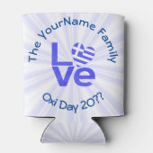 Griekenland Hart Vlag Blauwe LIEFDE Gepersonalisee Blikjeskoeler (Achterkant)