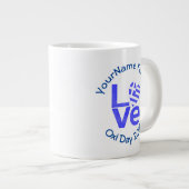 Griekenland Hart Vlag Blauwe LIEFDE Gepersonalisee Grote Koffiekop (Voorkant rechts)