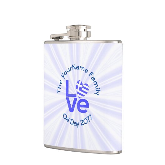 Griekenland Hart Vlag Blauwe LIEFDE Gepersonalisee Heupfles (Links)