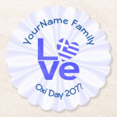 Griekenland Hart Vlag Blauwe LIEFDE Gepersonalisee Kartonnen Onderzetters (Voorkant)