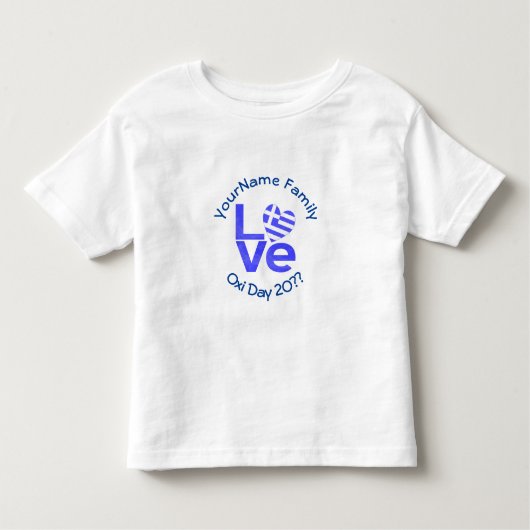 Griekenland Hart Vlag Blauwe LIEFDE Gepersonalisee Kinder Shirts (Voorkant)