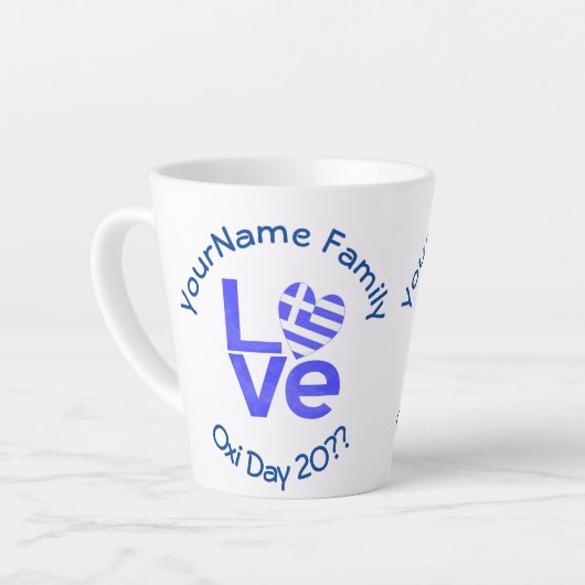 Griekenland Hart Vlag Blauwe LIEFDE Gepersonalisee Latte Mok (Linkerhoek)