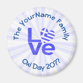 Griekenland Hart Vlag Blauwe LIEFDE Gepersonalisee Magneet (Voorkant)