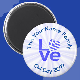 Griekenland Hart Vlag Blauwe LIEFDE Gepersonalisee Magneet