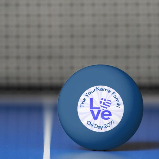 Griekenland Hart Vlag Blauwe LIEFDE Gepersonalisee Pingpongbal (Net)