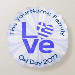 Griekenland Hart Vlag Blauwe LIEFDE Gepersonalisee Rond Kussen