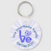 Griekenland Hart Vlag Blauwe LIEFDE Gepersonalisee Sleutelhanger (Voorkant)