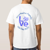 Griekenland Hart Vlag Blauwe LIEFDE Gepersonalisee T-shirt (Achterkant)
