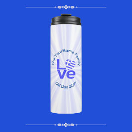 Griekenland Hart Vlag Blauwe LIEFDE Gepersonalisee Thermosbeker