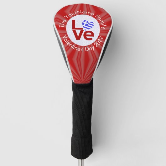 Griekenland Hart Vlag Rode LIEFDE Gepersonaliseerd Golfheadcover (Voorkant)