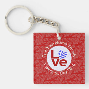 Griekenland Hart Vlag Rood LIEFDE Gepersonaliseerd Sleutelhanger
