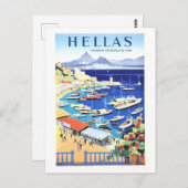  Griekenland (Hellas) Travel Poster Briefkaart (Voorkant / Achterkant)
