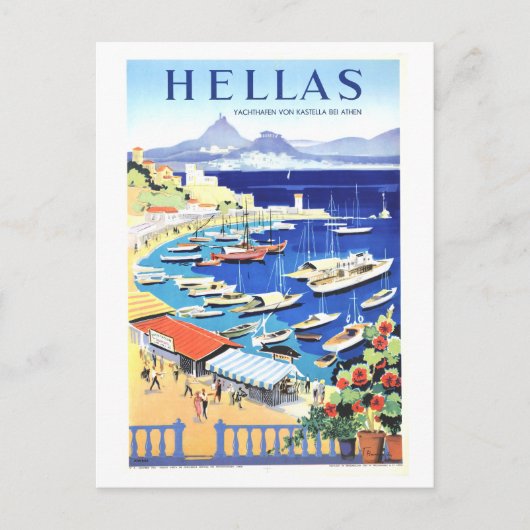  Griekenland (Hellas) Travel Poster Briefkaart (Voorkant)