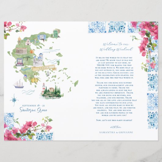 Griekenland Huwelijk Weekend Welkom Route (Voorkant)