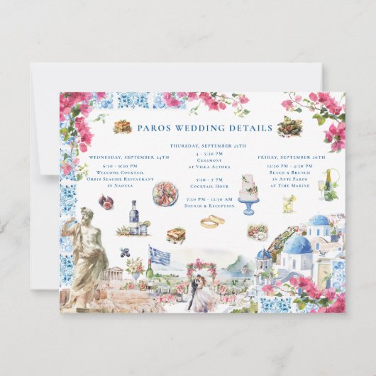 Griekenland Huwelijk Weekend Welkom Route Kaart (Achterkant)