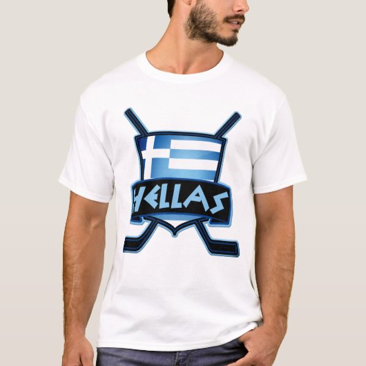 Griekenland ijshockey T-Shirt + naam en nummer afd (Voorkant)