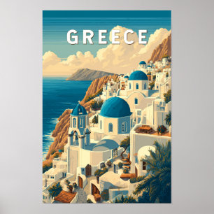 Griekenland Illustratie Reis Kunst Vintage Poster