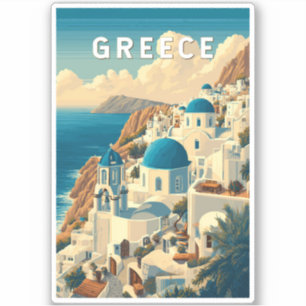 Griekenland Illustratie Reizen Art Vintage Sticker