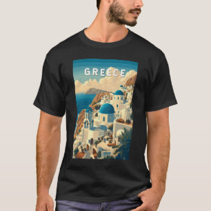 Griekenland Illustratie Reizen Art Vintage T-shirt