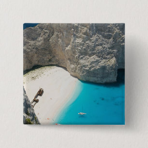 GRIEKENLAND, Ionische Eilanden, ZAKYNTHOS, SCHEEPS Vierkante Button 5,1 Cm