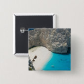 GRIEKENLAND, Ionische eilanden, ZAKYNTHOS, SHIPWRE Vierkante Button 5,1 Cm (Voorkant /achterkant)