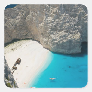 GRIEKENLAND, Ionische eilanden, ZAKYNTHOS, SHIPWRE Vierkante Sticker