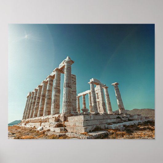 Griekenland. Kaap Sounion - Ruins van een oude tem Poster (Voorkant)