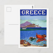 Griekenland, kust, vissersboot in het water,  briefkaart (Voorkant / Achterkant)