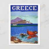 Griekenland, kust, vissersboot in het water,  briefkaart (Voorkant)