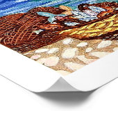 Griekenland, kust, vissersboot in het water,  poster (Hoek)