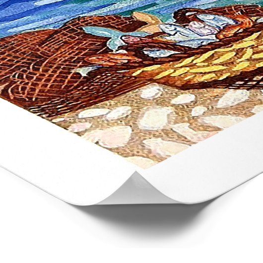 Griekenland, kust, vissersboot in het water,  poster (Hoek)