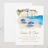 Griekenland Kust Waterverf Destination Wedding Kaart (Voorkant / Achterkant)