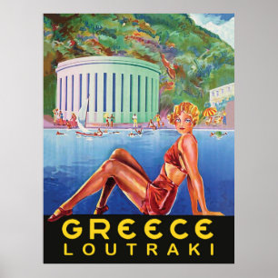 Griekenland, Loutraki, meisje op het strand,  Poster