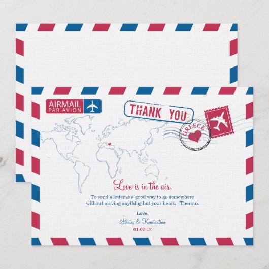 Griekenland Luchtpost Trouw Bedankt (Voorkant / Achterkant)